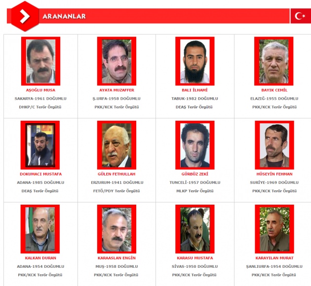 Fetullah Gülen Kırmızı Listede