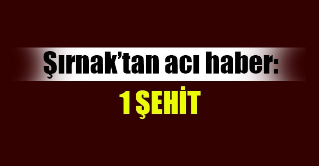 Şırnak’tan Acı Haber: 1 Polis Şehit!